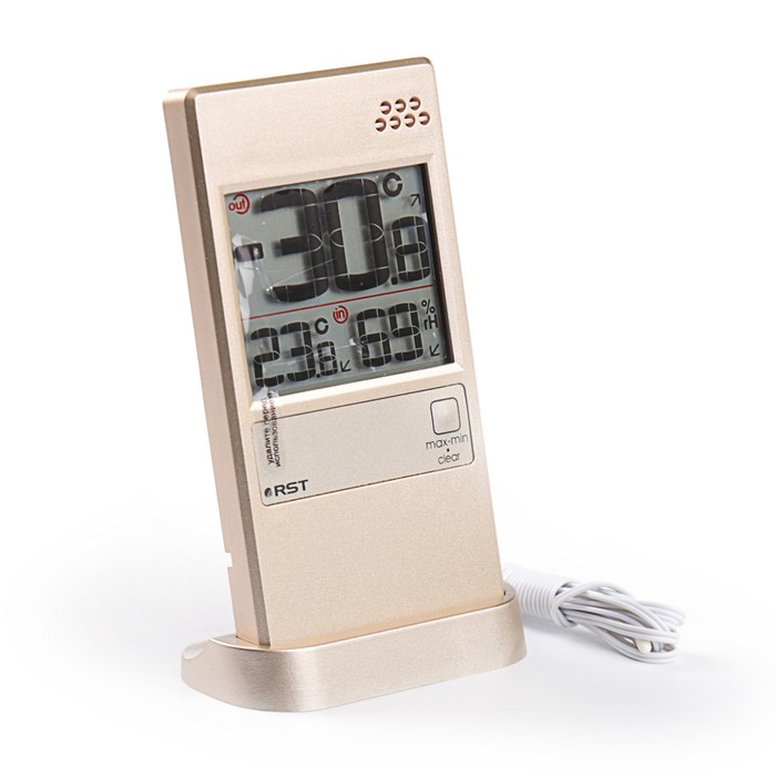 Термометр RST 01596, оконный, гигрометр, выносной термосенсор, шампань