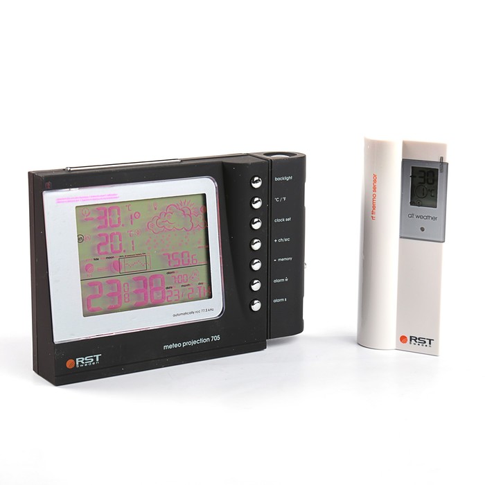 Метеостанция RST 32705 Meteo projection, цифровая, радио-датчик, проекционная, черный