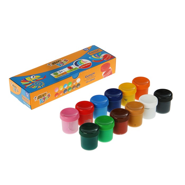 Гуашь 12 цветов по 20мл BIC Kids