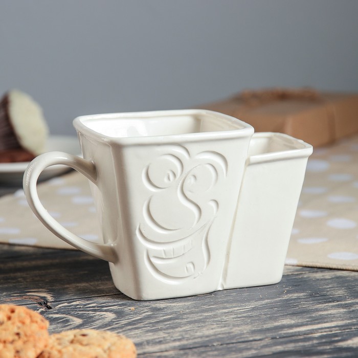 Чашка "Квадрат", с кармашком, белая