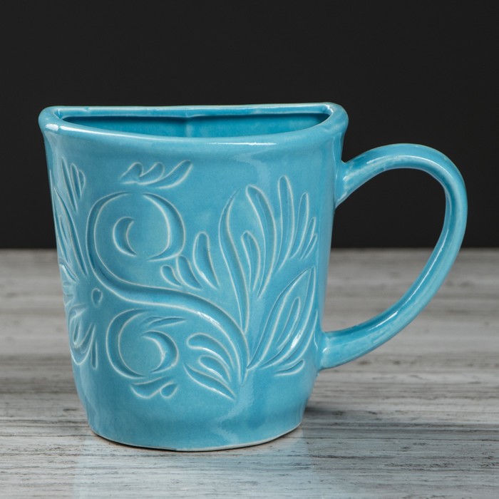 Чашка "Круг", с кармашком, голубая