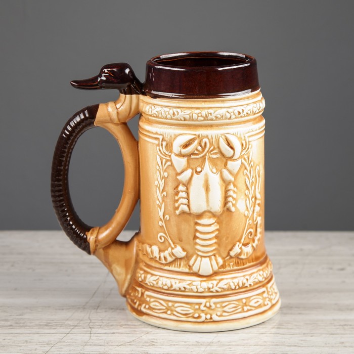 Кружка для пива 1 л, "Рак", шамот