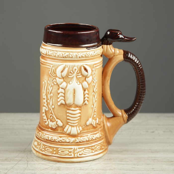 Кружка для пива 1 л, "Рак", шамот