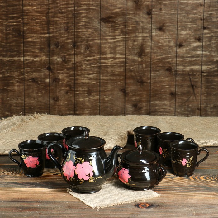 Чайный набор "Витязь" хохлома, 8 предметов, 1,4/0,6/0,3 л