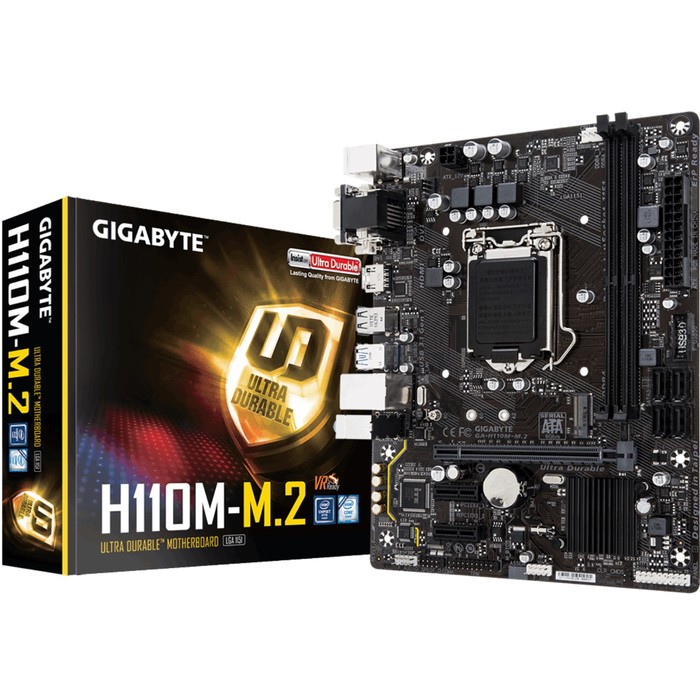 Материнская плата Gigabyte GA-H110M-M.2, Soc-1151, Intel H110, 2xDDR4, mATX, Ret