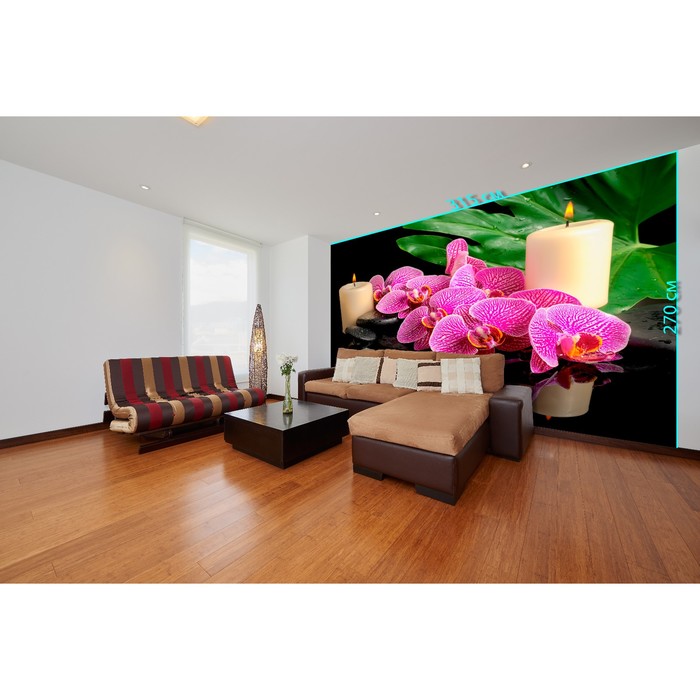 Фотообои «Орхидеи и свечи» (из 3-х листов), 2,7х3,15 м