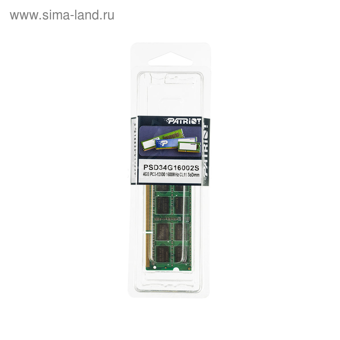 Память DDR3 4Gb 1600MHz Patriot PSD34G16002S RTL PC3-12800 CL11 SO-DIMM 204-pin 1.5В память ddr3 8gb 1600mhz patriot pv38g160c0 rtl pc3 12800 cl10 dimm 240 pin 1 5в