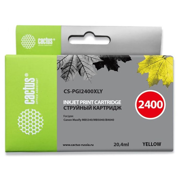 

Картридж струйный Cactus CS-PGI2400XLY желтый для Canon MAXIFY iB4040/ МВ5040/ МВ5340 (20.4мл) 172