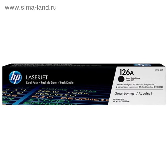 

Картридж HP 126A CE310AD для LJ CP1025 (2400k), 2 шт. в упаковке, черный
