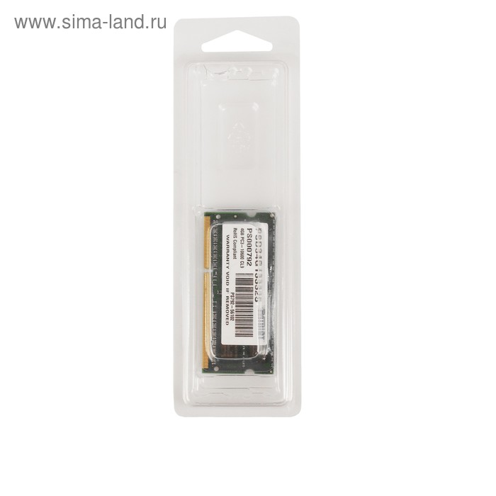 цена Память DDR3 4Gb 1333MHz Patriot RTL PC3-10600 SO-DIMM 204-pin