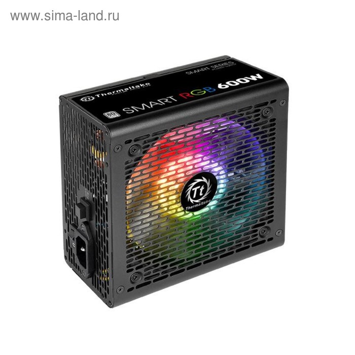 Блок питания Thermaltake ATX 600W Smart RGB 600 80+ (24+4+4pin) APFC 120mm fan color блок питания atx exegate serverpro 600ads ex174459rus 600w apfc 2х8cm fan 20 4pin 4 4 pin 2xpci e 9xsata