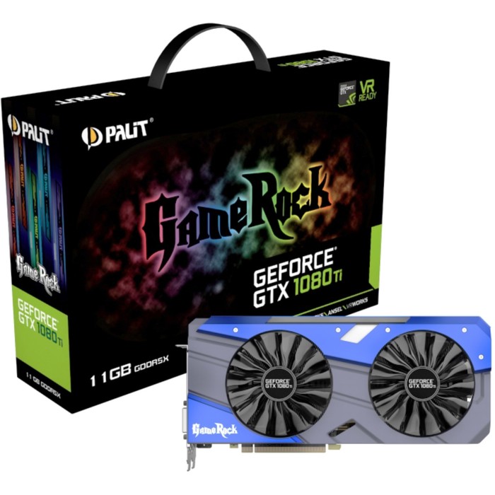 Видеокарта Palit GeForce GTX 1080Ti GameRock 11G,352bit,GDDR5X,1505/11000,Ret