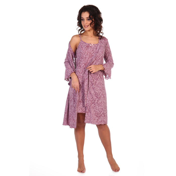 Комплект женский (сорочка, пеньюар) Аниэлла цвет сухая роза, р-р 48   вискоза