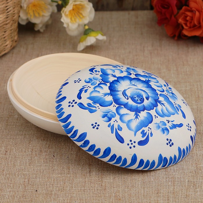 Шкатулка «Гжель», ракушка, бело-синяя, 13 см