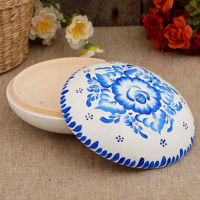 Шкатулка «Гжель», ракушка, бело-синяя, 16 см