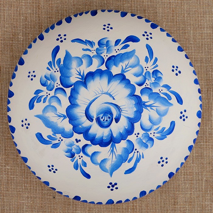 Шкатулка «Гжель», ракушка, бело-синяя, 16 см