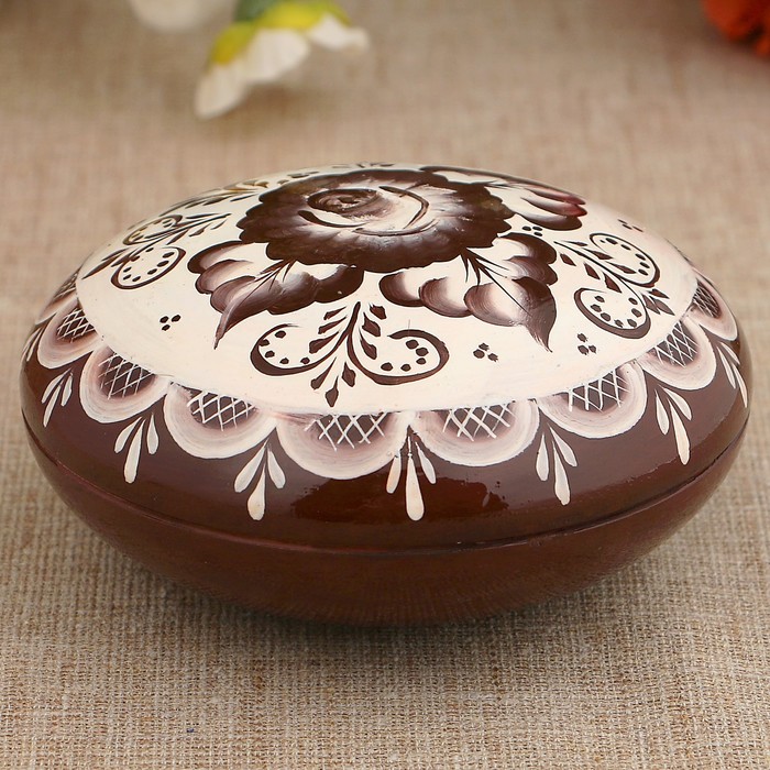 Шкатулка «Гжель», ракушка, бежево-коричневая, 11 см