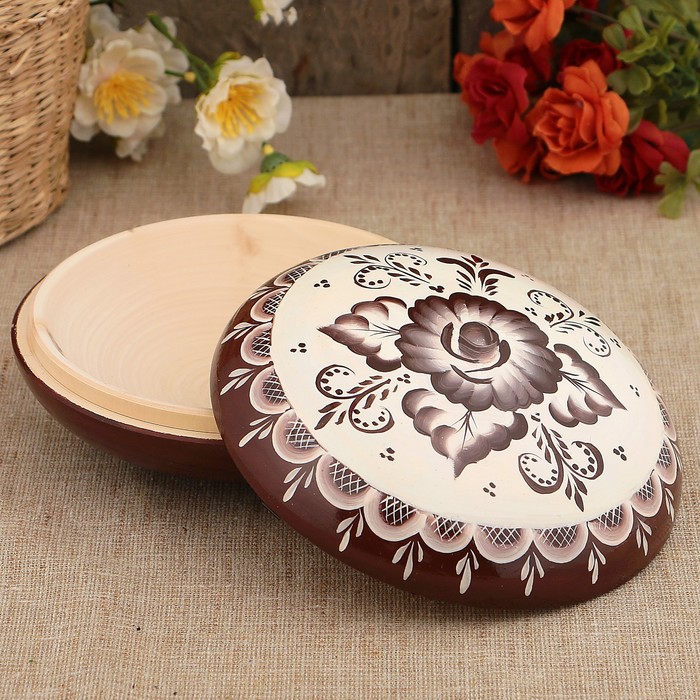 Шкатулка «Гжель», ракушка, бежево-коричневая, 16 см