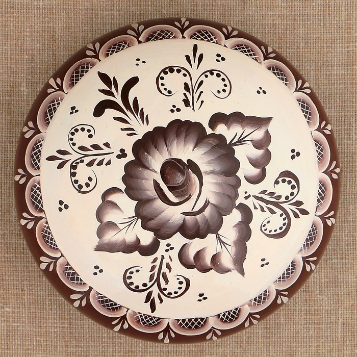 Шкатулка «Гжель», ракушка, бежево-коричневая, 16 см