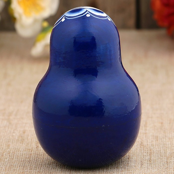 Неваляшка «Матрёшка», гжель на белом фоне, 10 см