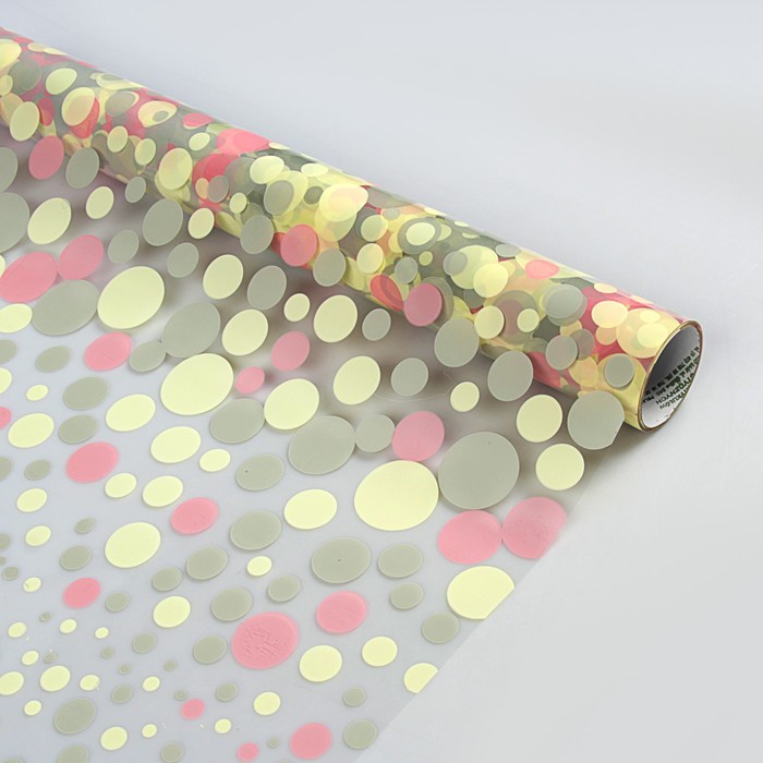 Плёнка для цветов, прозрачная, розово-кремово-серая, 0,5 х 9 м