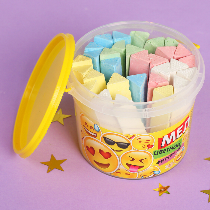 Мел цветной треугольный в ведре, 30 шт.