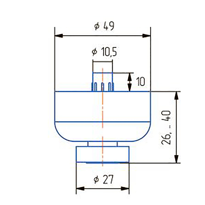 Опора регулируемая, Н=25 мм, вн. шестигран., цвет матовый хром