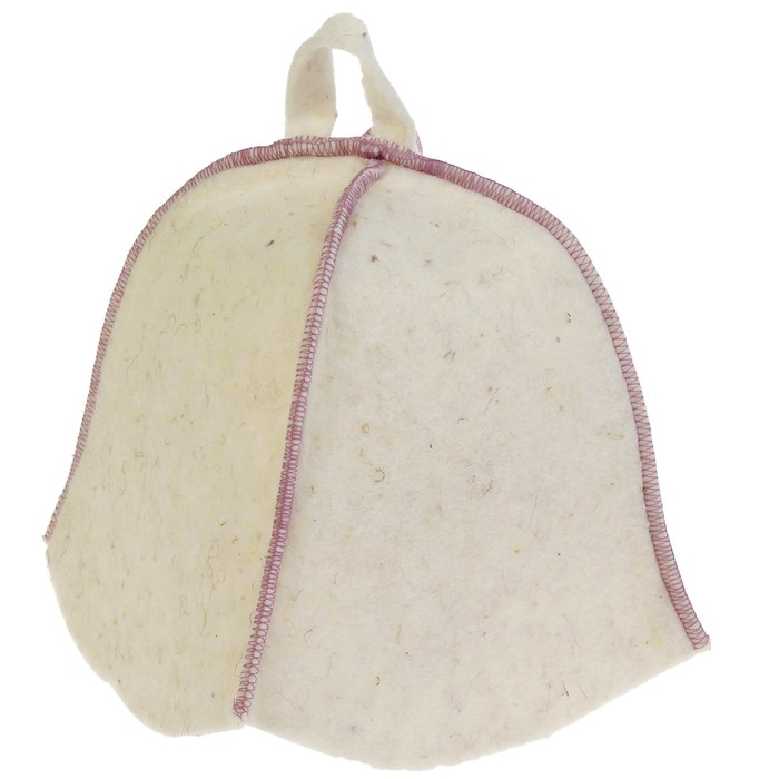 Шапка банная "Классическая" белая кантом, войлок