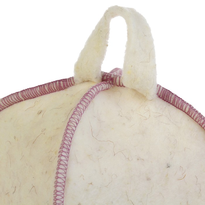 Шапка банная "Классическая" белая кантом, войлок