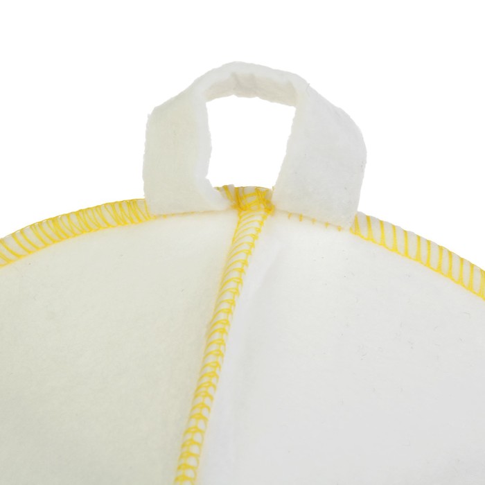 Шапка банная "Классическая" белая с жёлтым кантом, войлок