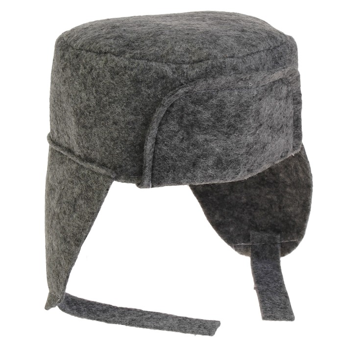 Шапка банная "Ушанка" серая, войлок