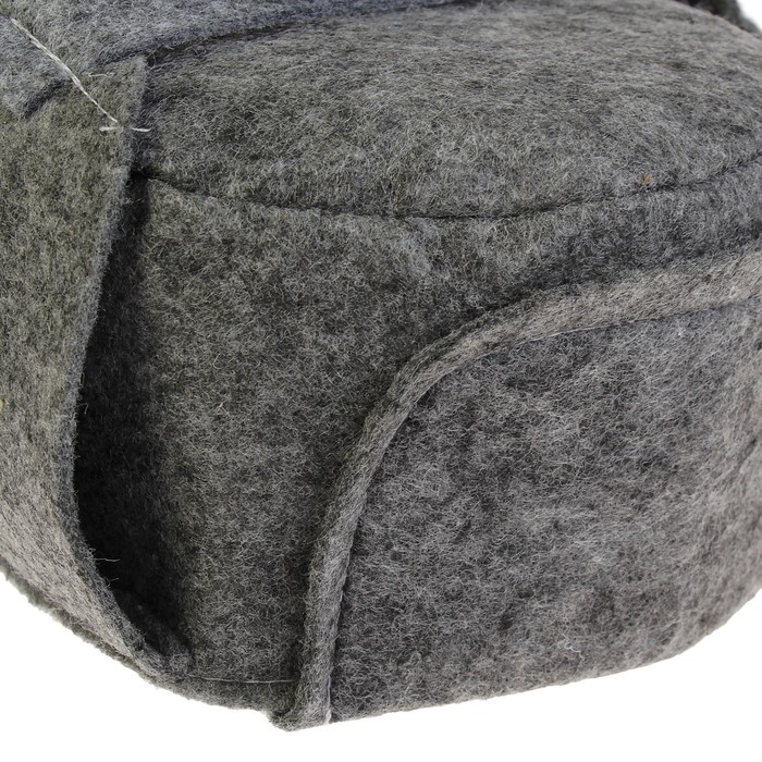 Шапка банная "Ушанка" серая, войлок