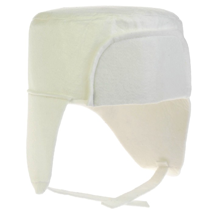 Шапка банная "Ушанка" белая, войлок