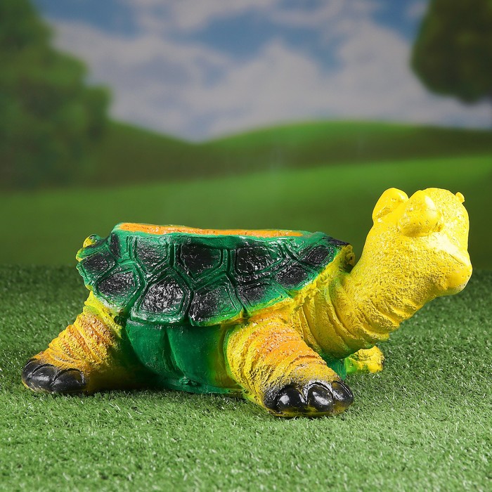 Фигурное кашпо "Черепаха" зеленая 30х25х16 см