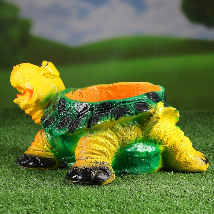 Фигурное кашпо "Черепаха" зеленая 30х25х16 см