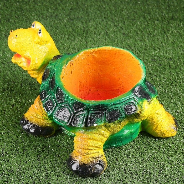 Фигурное кашпо "Черепаха" зеленая 30х25х16 см