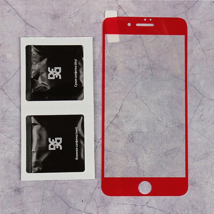 Стекло защитное DF iColor-08 для iPhone 7 Plus,с цветной рамкой,закругленные края,красное