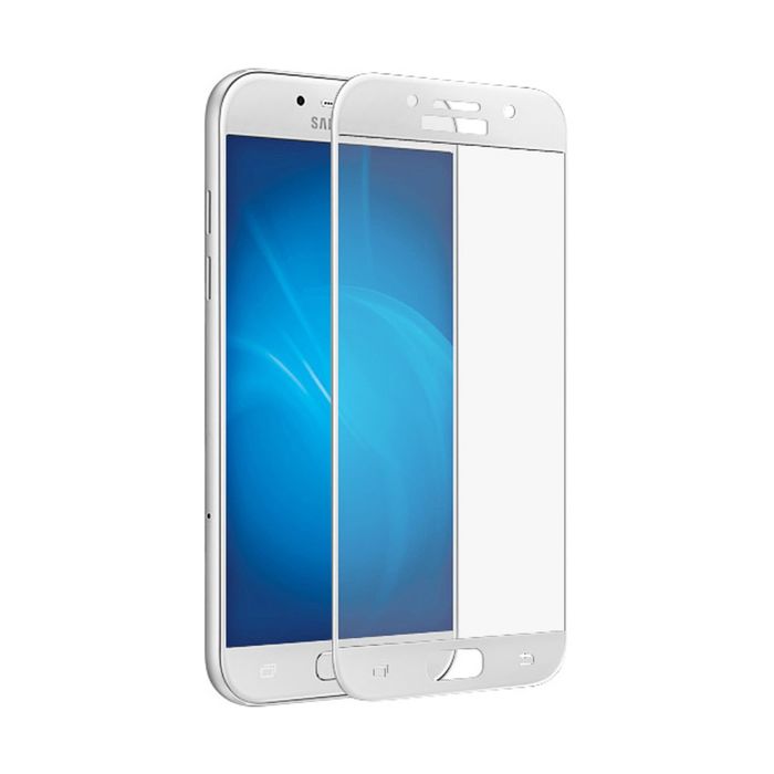 Стекло защитное DF sColor-15 Samsung Galaxy A3(2017) white fullscreen, с цветной рамкой