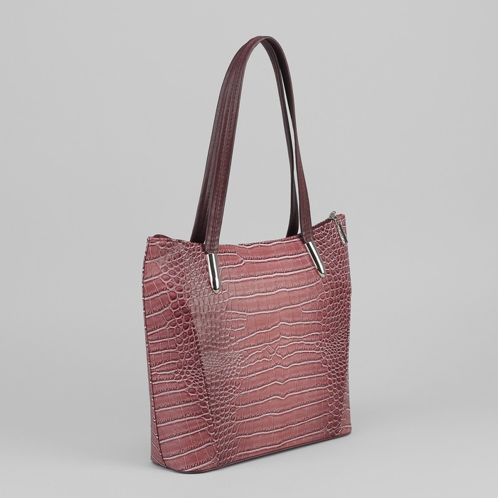 Сумка женская, 1 отдел на молнии, наружный карман, крокодил мокко