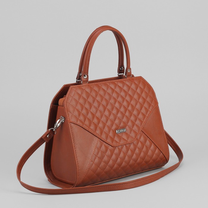 Сумка женская, 1 отдел на молнии, наружный карман, стёжка, цвет рыжий