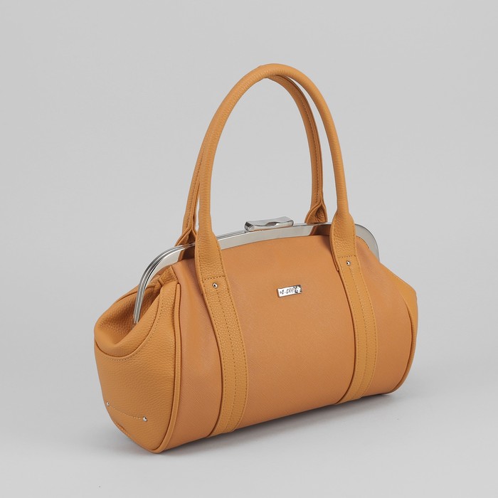 Сумка женская, 1 отдел на рамке, наружный карман, цвет бежевый