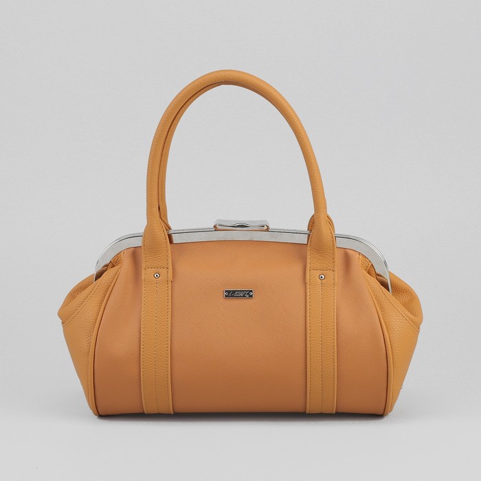 Сумка женская, 1 отдел на рамке, наружный карман, цвет бежевый