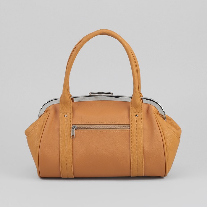 Сумка женская, 1 отдел на рамке, наружный карман, цвет бежевый