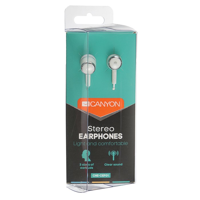 Наушники CANYON CNE-CEP01W, 32 Ом, 100 дБ+/-3 дБ, 40-20000гц, Белый