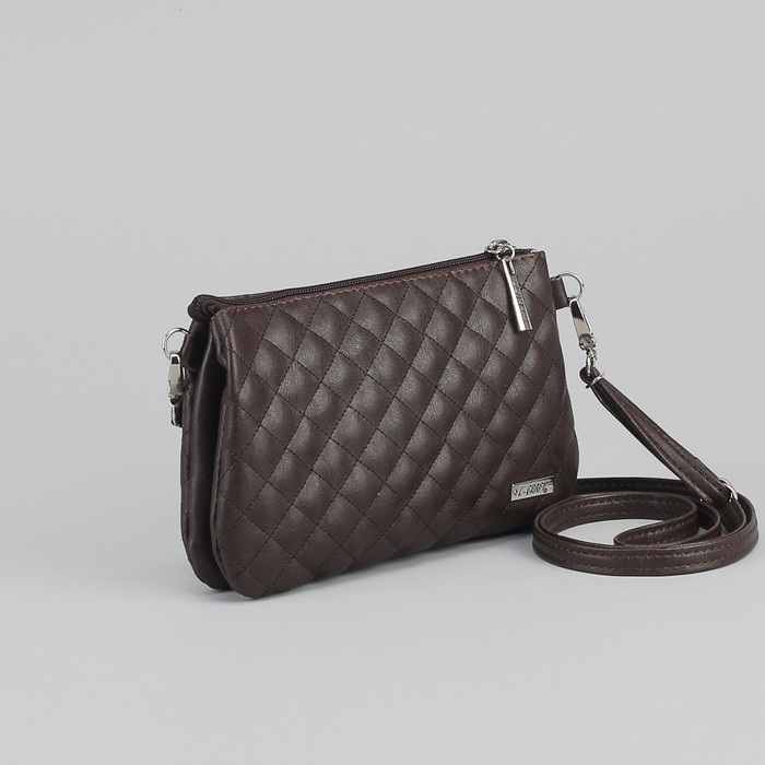 Сумка женская, отдел на молнии, наружный карман, длинный ремень, цвет коричневый