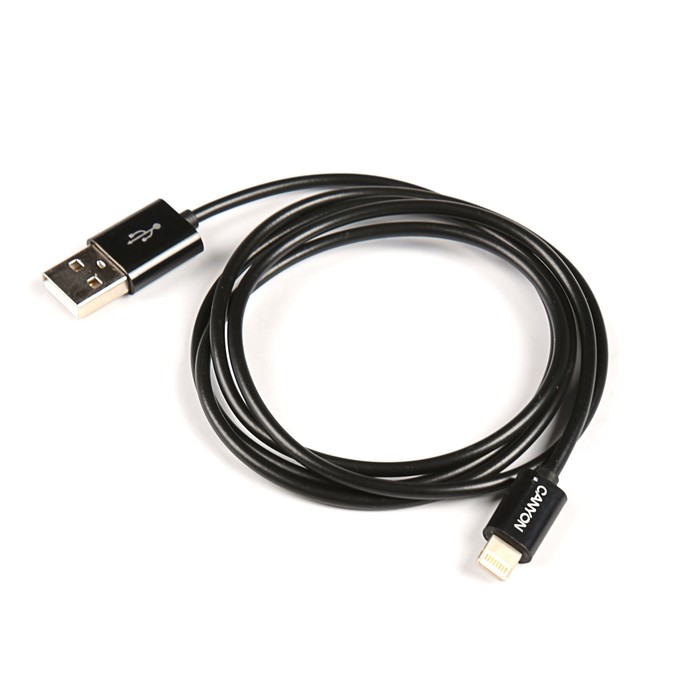 Кабель CANYON USB 2.0 - Lightning (8-pin) , цвет: Чёрный, 1м. (CNE-CFI1B)