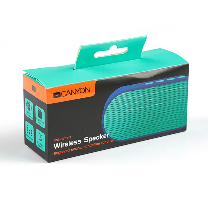 Портативная Bluetooth колонка CANYON CNS-CBTSP3, BT4.0, handsfree, microSD card, AUX 3,5mm
