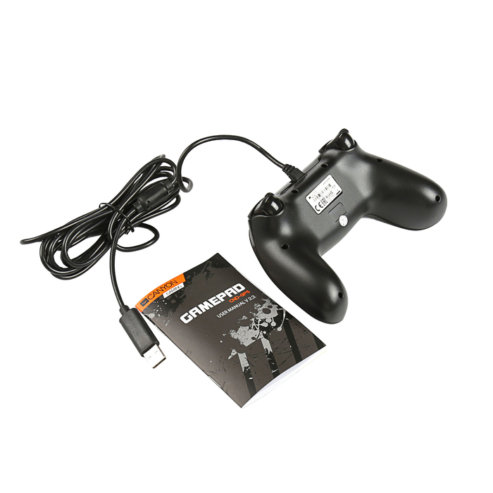 Геймпад проводной Canyon CND-GP5, для PS4 и PC, 22 кнопки, двойные триггеры, черный