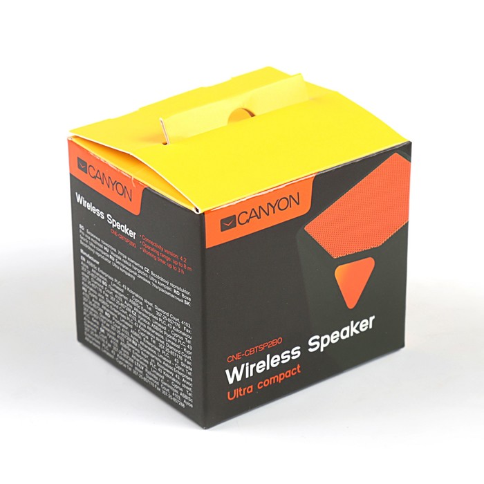 Портативная колонка Canyon CNE-CBTSP2BO, Micro-SD до 32 гб, Bluetooth, черно-оранжевая