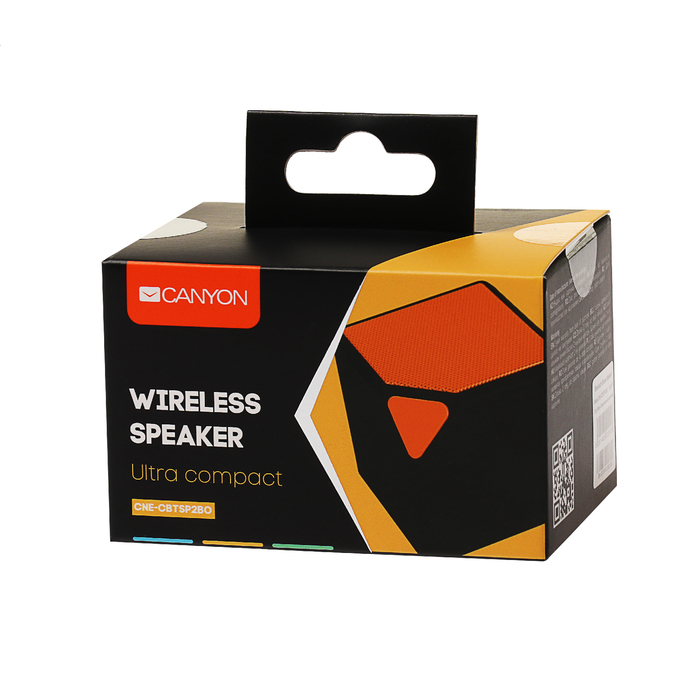 Портативная колонка Canyon CNE-CBTSP2BO, Micro-SD до 32 гб, Bluetooth, черно-оранжевая